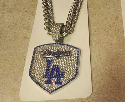 LA Dodgers Baseball Iced Necklace Chain Approximately 20''.  Gold Is Available 