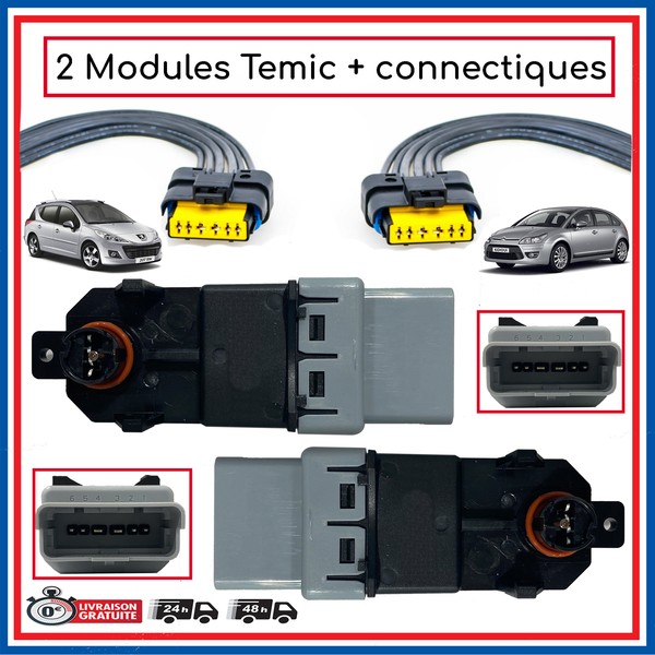 2 Temic (Modul) + 2 Stecker FüR Elektrische Fensterheber Von C2 C3 C4 C4 Picasso-image