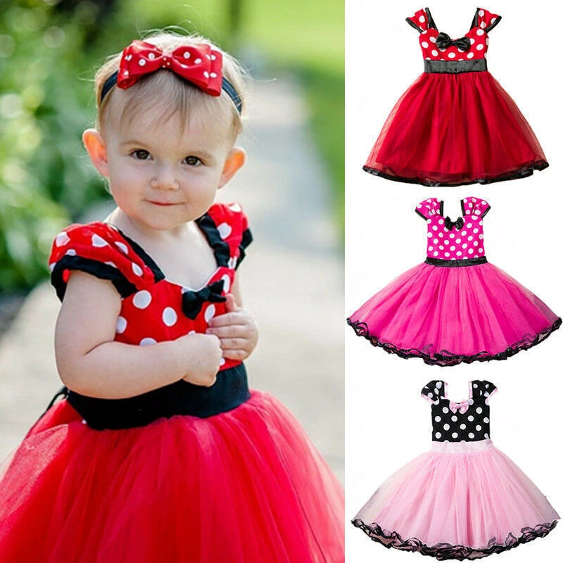 Toddler Kids Girls Polka Dot Bowknot Tutu Dress Summer Casual