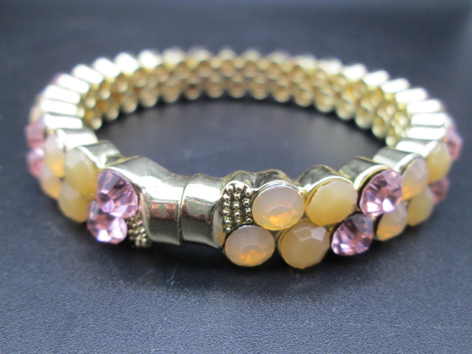 Brazalete Brazalete Bisagra Magnética Cristal Rosa Rubí Stella De Colección Estate Classy Foto 2 de 4