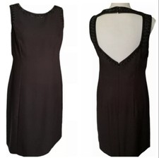 Liz Claiborne Night Dress Black Sleeveless Beads Open Back 10 Cocktail Party