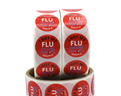 1'' I Got My Flu Vaccine 2024-25 Stickers (Red, 100 Per Roll; sku655457922810)