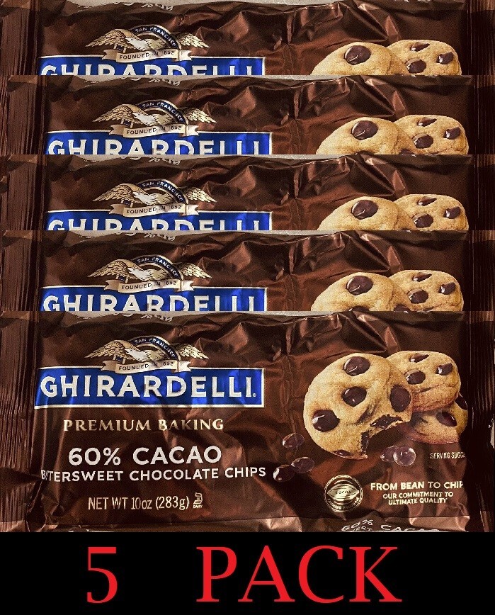5x GHIRARDELLI 60% Cocoa Bittersweet Chocolate Chips Baking