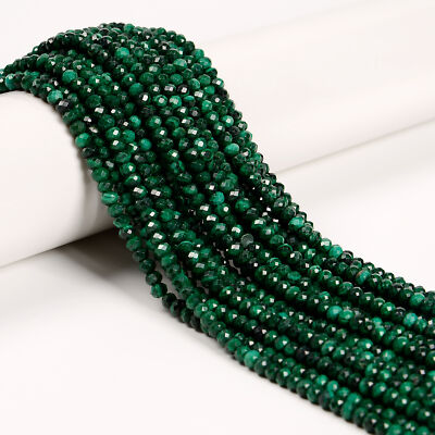 Natural Malachite Faceted Rondelle Beads 2x3mm 3x4mm 15.5'' Strand