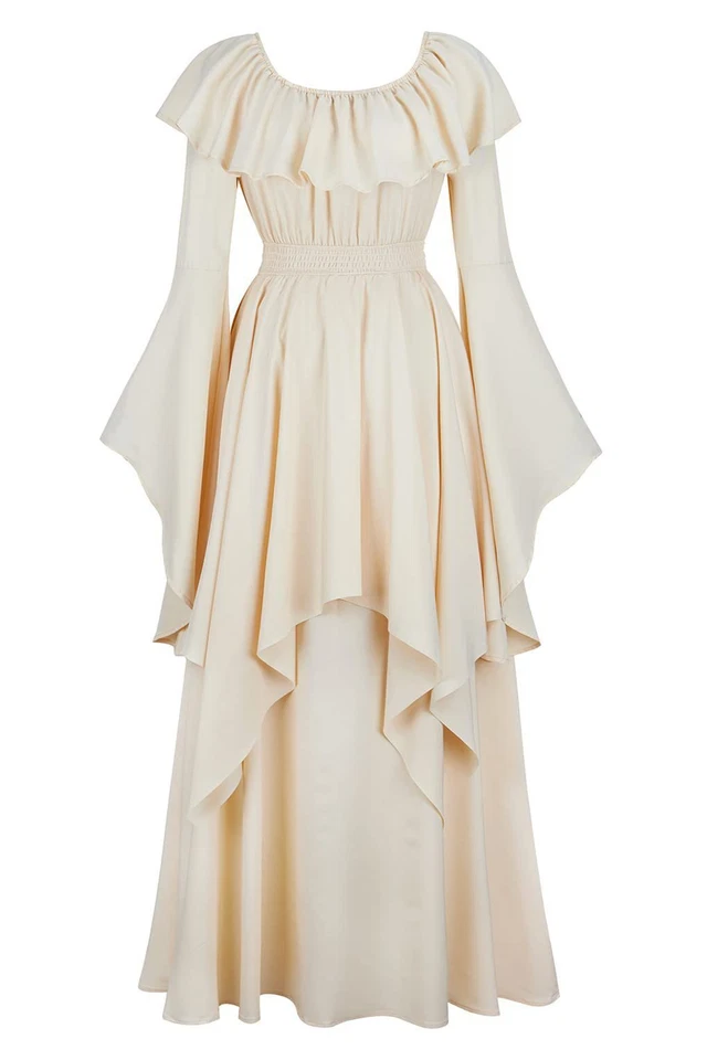 Mujeres Medieval Niñas Vestido con Volantes Halloween Dama Juegos con disfraces Vestido Renacimiento Foto 4 de 4