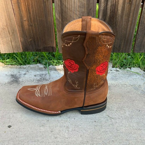 Botas de Vaquera Rodeo Punta Cuadrada Mujer Puntera Cuadrada Cuero 706 | eBay