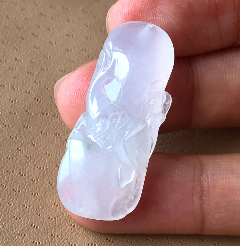 Colgante Certifide Grado A Naturaleza Jadeíta Helado Pez Loto Translúcido Sin Teñir Foto 4 de 4