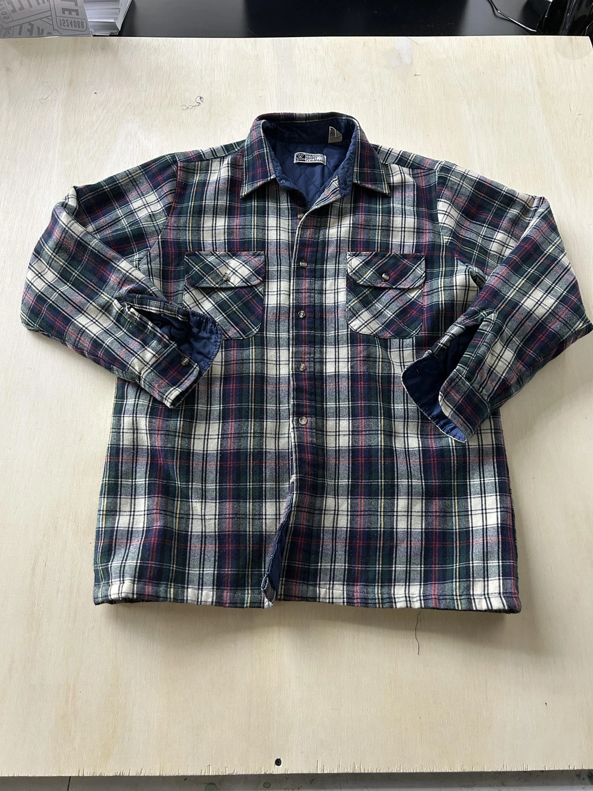 Vintage Windsor Shirt Company Jacket Mens Large Plaid Quilted Flannel Lined