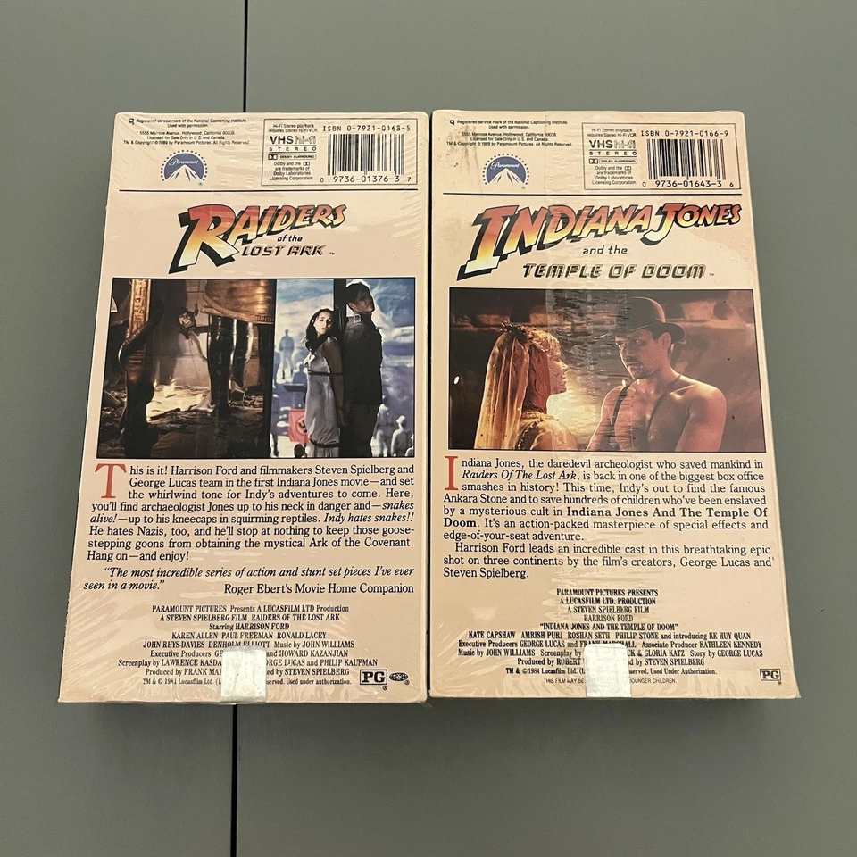 Paramount Indiana Jones and the Raiders of the Lost Ark/ The temple of Doom VHS! - Image 3 of 4