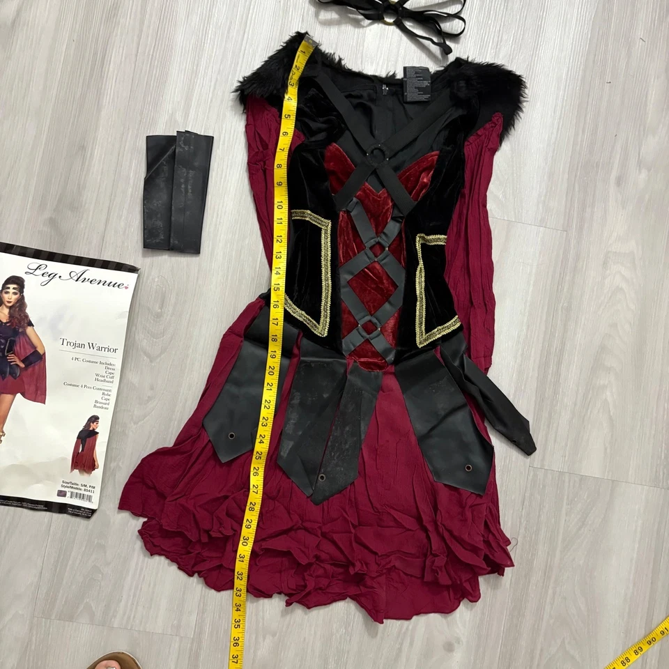 Leg Avenue Trojan Warrior Women Costume Dress Cape Cuffs Headband Size S/M - Image 3 of 4