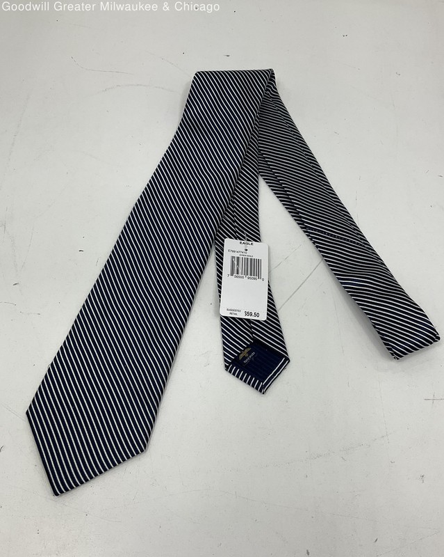 EAGLE Syren Solid Navy & White Diagonal Striped Men's Neck Tie