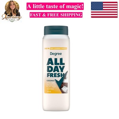 Degree All Day Fresh Body Wash Fresh Coconut Deep Cleansing 20 oz