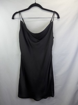 NWT Kendall & Kylie Black Slip Dress Size XS Adjustable Straps Drape Neck Party