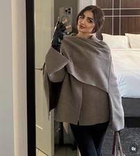 ZARA NEW WOMAN FW24 BNWT SHORT CAPE COAT BROWN TAUPE SIZE L/XL REF:2756/107