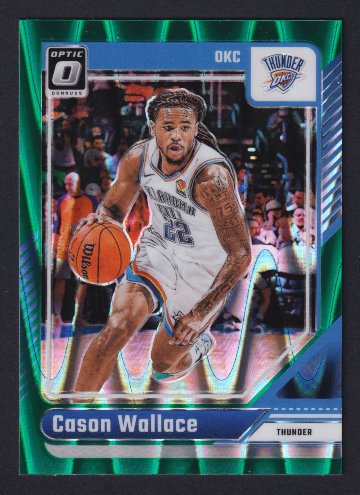 2024-25 Panini Donruss Optic Cason Wallace Green Seismic Prizm #191 Thunder NM+