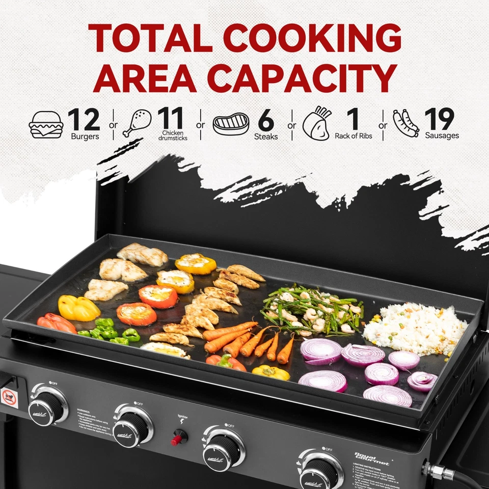 Plancha de gas de mesa Royal Gourmet de 4 quemadores con campana/carrito de pie extraíble Foto 2 de 4