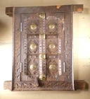 Vintage Service Hatch Door Shutters Indian Handmade Wood Brass Reclaimed