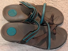 Vionic Mojave Sandals Size Ladies Brown / Green Leather  / Textile 9.5-10