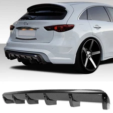 Rear Lip Bumper Diffuser Fin Spoiler Kit Carbon Look For Infiniti FX35 37 50 30d