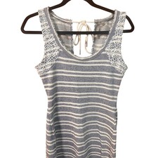 Guess Los Angeles Blue White Striped Lace Maxi Dress W42K01K31X0 Womens Medium