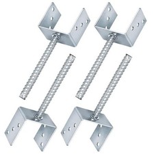 4 Pack U-Type Pergola Bracket Extenders 100x100x60mm Steel Post Support Hardware
