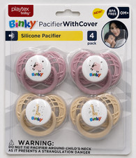 BLINKY Playtex Baby Silicone Pacifier W/ Cover 4 Pack 0-6M latex nipples