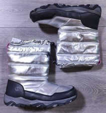 Lands End Boots Big Girls Size 7 Silver Insulated Winter Snow Boots Kids