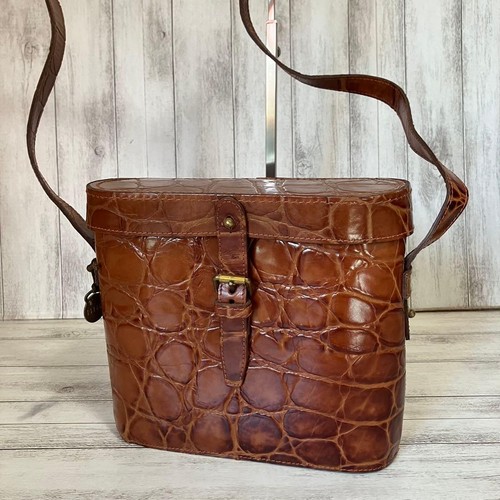 Mulberry Shoulder Bag Brown Embossed Pattern Buckle Gold Hardware From Japan