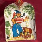 Vintage Pirate Tin Litho Shovel Spiral Handle 50-60s Sandbox Toy J Chein 14”