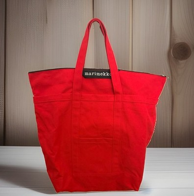New! Marimekko Large Red Tote Bag - An Amazing 22 Inches X 22 Inches