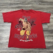 Vintage Y2K 619 Rey Mysterio WWE Wrestling T-Shirt Size XL Youth Faded Red