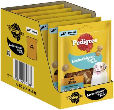 PEDIGREE  Leckerbissen Tasty Minis Junior Frischebeutel mit Huhn 6x125g Snack