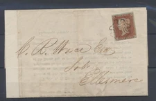 GB Stamps 1843 EL for Shrewsbury - Ellesmere  1d red brn, blued, w Blk Maltese X