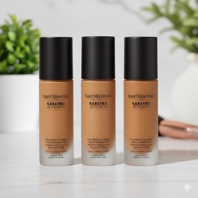 bareMinerals BarePro 24Hr Wear Matte Foundation 30ml - Medium Deep 46 Warm x 3