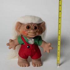 Vintage 1961 Thomas Dam Troll with original Lykketrold tag and clothes.