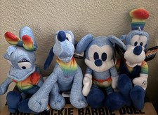 NEW Disney PRIDE Mickey Mouse, Pluto, Goofy Daisy 9" Plush Set