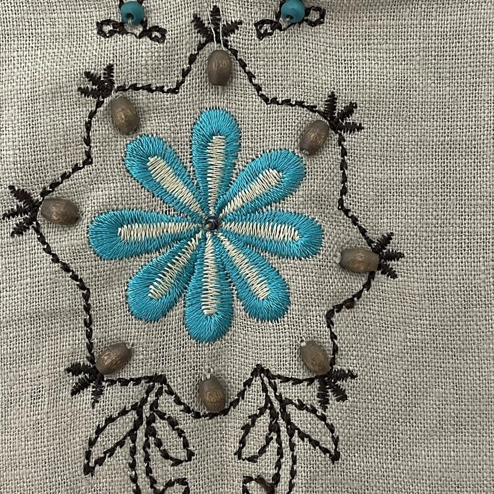 Vestido para mujer Sag Harbor sin mangas largo recto bordado mezcla de lino 14P Foto 4 de 4