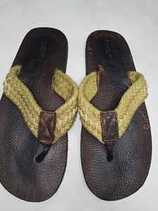 VTG AMERICAN EAGLE Brown Leather Logo Flip Flop Mens 12 Preppy Rare Mens American Eagle Flip Flops for Sale up to 90% Off: Poshmark main image 3