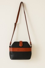 Borsa vintage Sorelle Fontana pelle martellata nera profili cuoio anni 80