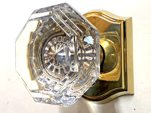 Baldwin Single Dummy Kristall Türknauf mit traditionellem Bogen Rose in poliertem Messing - Bild 1 von 14