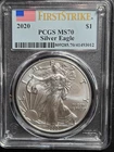 2020 American Silver Eagle First Strike PCGS Graded a perfect MS 70