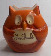 Essential Home Owl Give Thanks Napkin Holder Fall Seasonal Holidays 5"H x 4.75"W