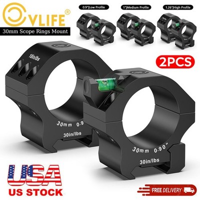 30mm Rifle Scope Mount +Bubble Level Low|Medium|High Profile Picatinny Rail 2PCS