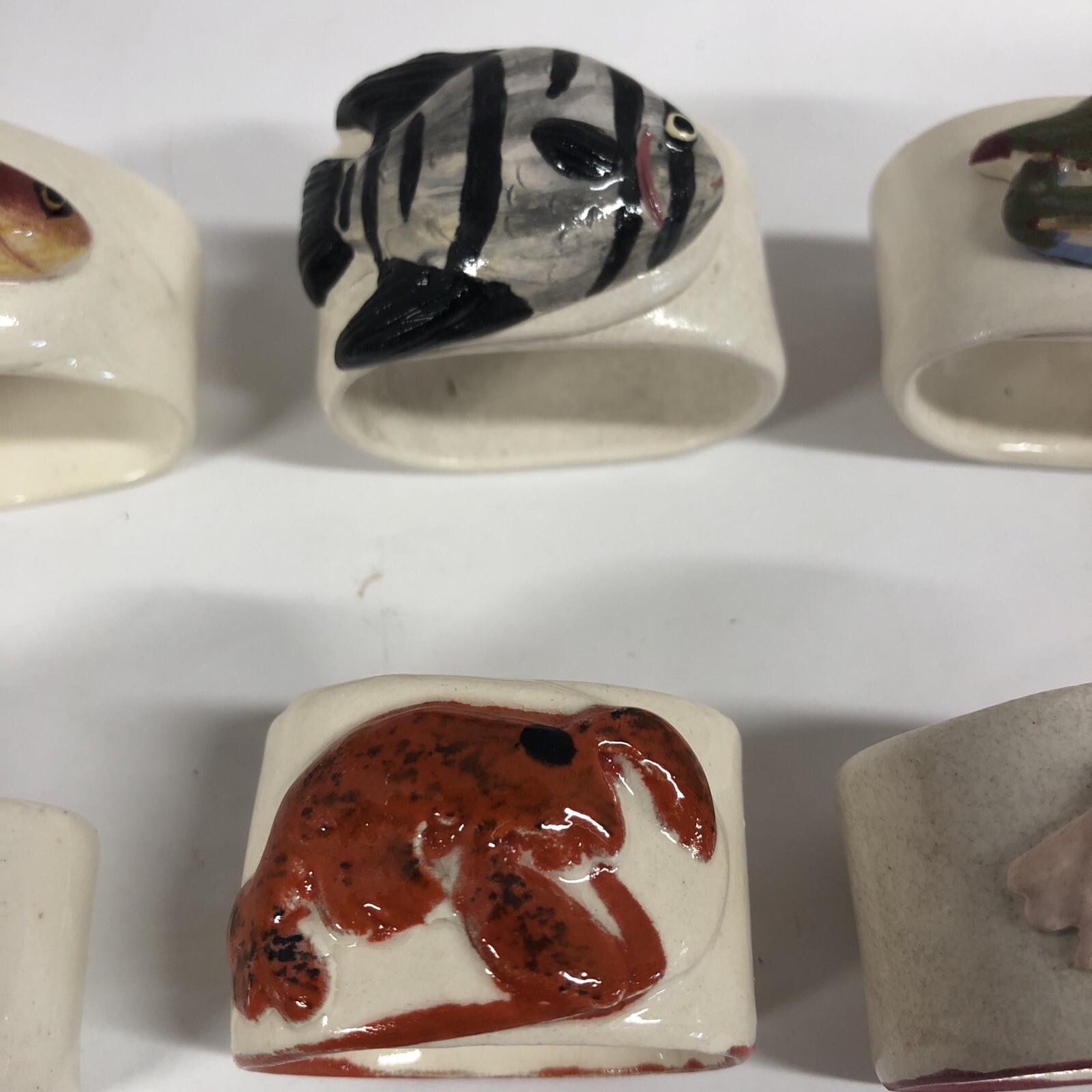 SINGING RIVER ORIGINAL Hand Made Pottery 7 Napkin Rings ( J.Gautier