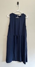 Everlane Japanese GoWeave Light Drawstring Dress Size 10 Navy Blue