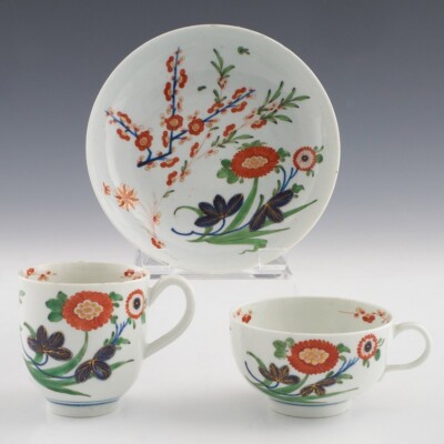 Erste Periode Worcester Porzellan Kempthorne Muster Trio um 1770