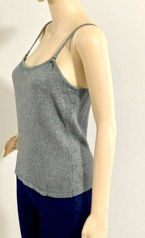 Camiseta sin mangas vintage Express seda cachemir gris grandes correas ajustables Foto 3 de 4