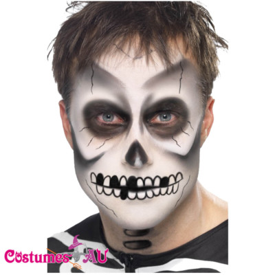 Mens Skeleton Make Up Kit Scary Bones Day of the Dead Halloween Costume Dress