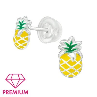 Ananas Kinder Premium Ohrringe 925 Silber für Mädchen Schmuck Geschenk - Bild 1 von 4