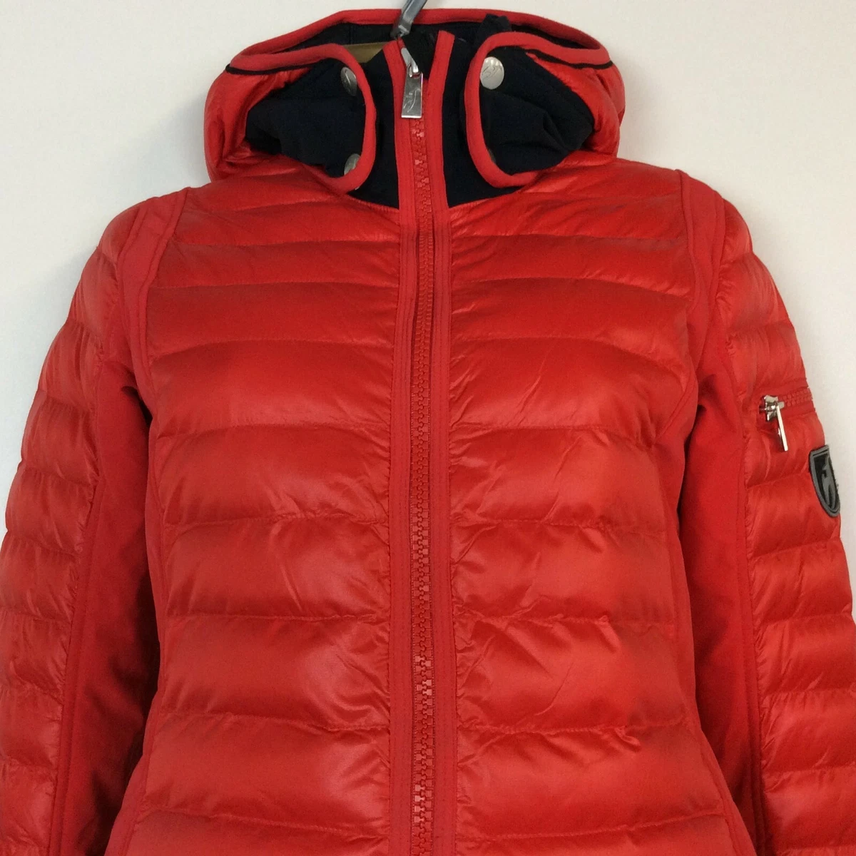 TONI SAILER LADIES UK 10 DE 36 RED QUILTED HOODED SKI JACKET